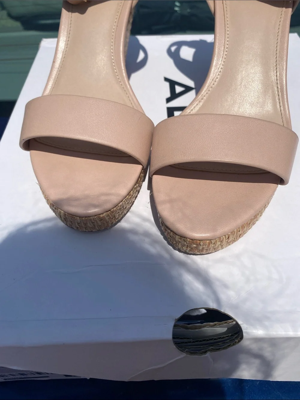 ALDO Nude/Tan Espadrille Ankle-Strap Wedge Sandals